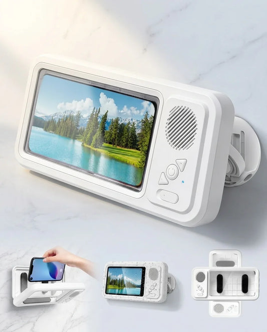 Soporte Impermeable para Celular con Parlante Bluetooth | Tu música y videos en la ducha